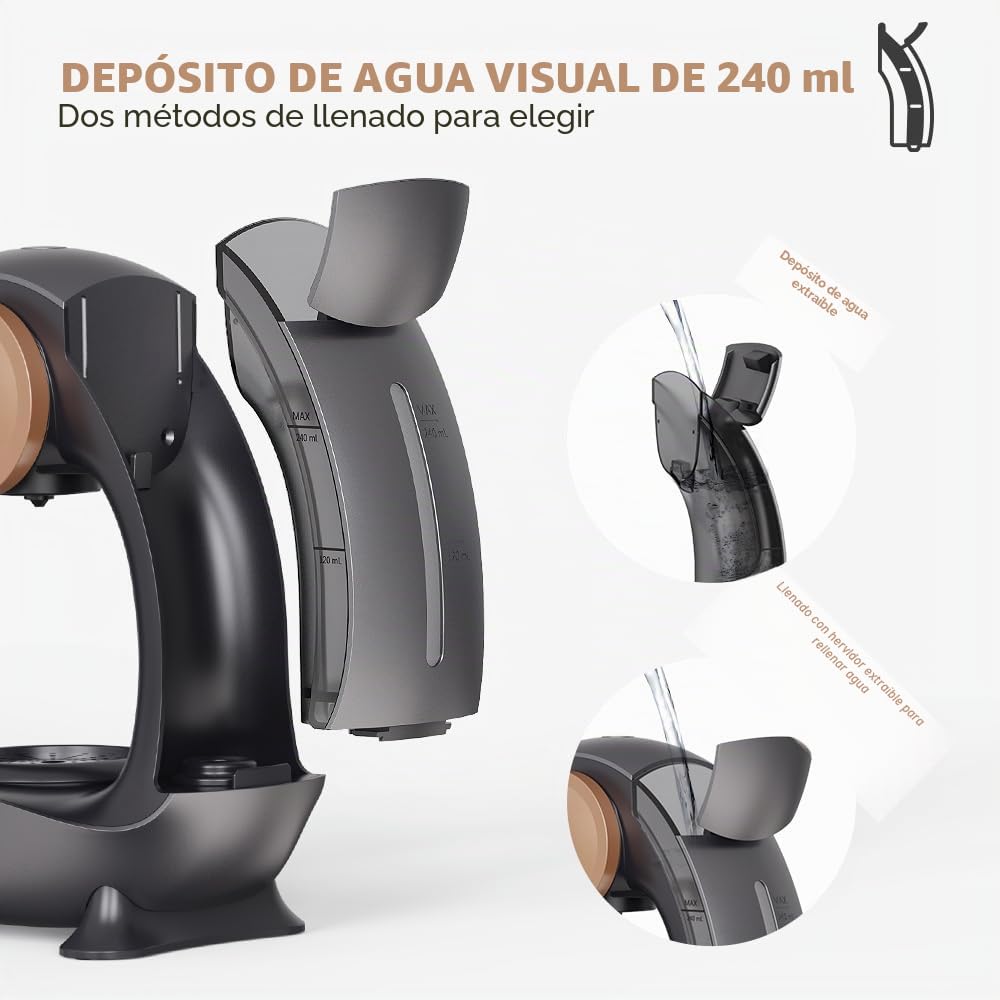 Cafetera de uso único con filtro para café molido, cafetera Americano Mini cafetera/tetera de una taza, control de una tecla, tamaños de infusión de 4-8 oz (Champagne)