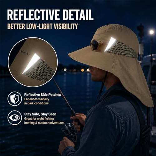 Image of Palmyth Fishing Hat Wide Brim Sun Hat with Neck Flap & Sunglasses Storage