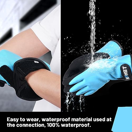 HPHST Work Gloves Winter Waterproof Thermal Warm Winter Gloves Assembly Gloves Grip Winter Work Gloves Work Double Layer Nylon Insulated Gloves (Blue - Image 4