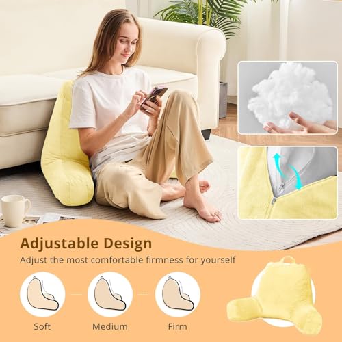 Image of Sasttie Reading Pillow for Bed, Back Pillow for Sitting Up, Light Yellow