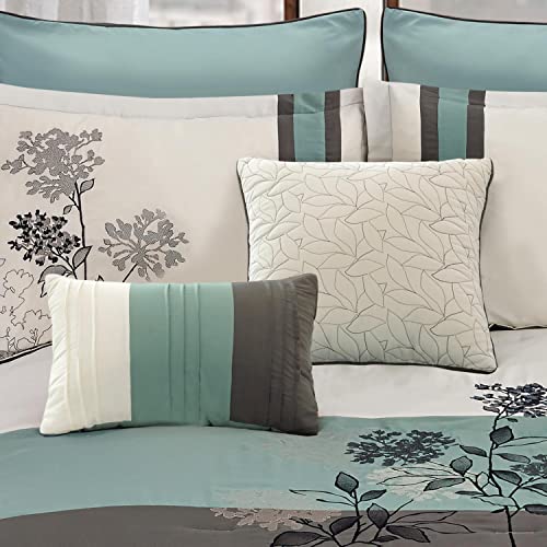 Riverbrook Home Emilie Comforter Bedding Set, Queen Size, Blue Gray Ivory Contemporary Décor, 8 Pieces by Riverbrook Home - Used condition - Image 2