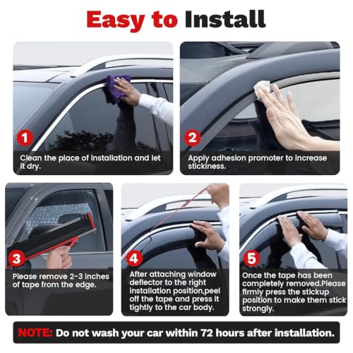 Image of Canvcle Durango Rain Guards - Window Visors for Dodge Durango 2011-2025 2026, Outside-Mount Tape-On Side Window Wind Deflectors for Durango Accessories, Vent Visors Shades Rainproof Black 4PCS