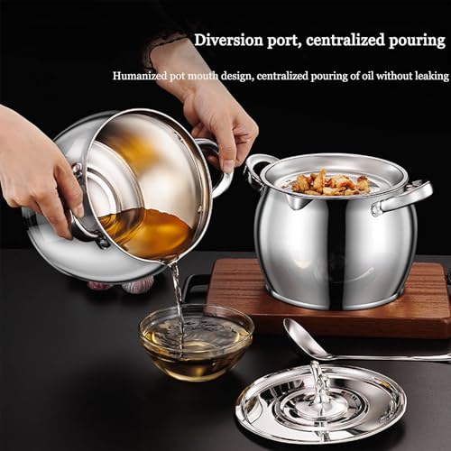 Olla de filtro de aceite de acero inoxidable, con tapa, bote de manteca de cerdo, separador de grasa, recipiente de grasa de acero inoxidable con filtro, recipiente de grasa para freír, recipiente de