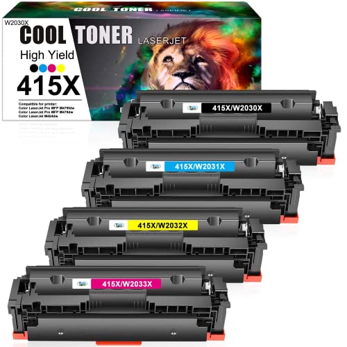 Cool Toner Cartucho de Toner Compatible con HP 415X 415A 415 W2030X W2030A para Color Laserjet Pro MFP M479fdw M479fdn M479fnw M479dw M479 M454dn M454dw M454 (Negro Cian Amarillo Magenta,Pack de 4) Cover