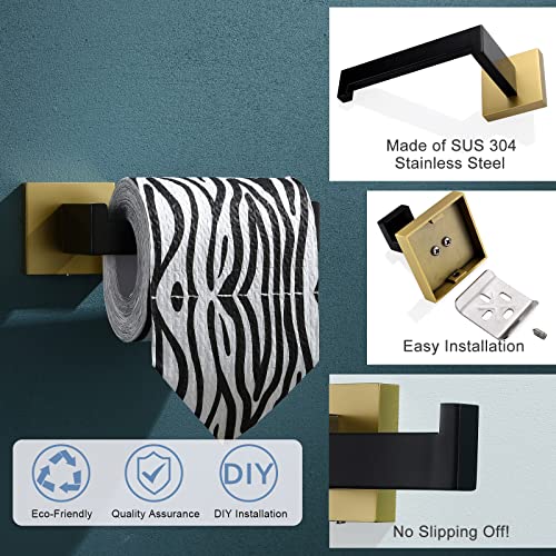 Image of TQKAG Black and Gold Bathroom Accessories, Toilet Paper Holder Wall Mount