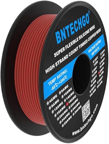 Vista 53 de BNTECHGO Carrete de alambre de silicona calibre 18 de 250 pies, color rosa, flexible, alambre de cobre estañado trenzado de 18 AWG Rosa
