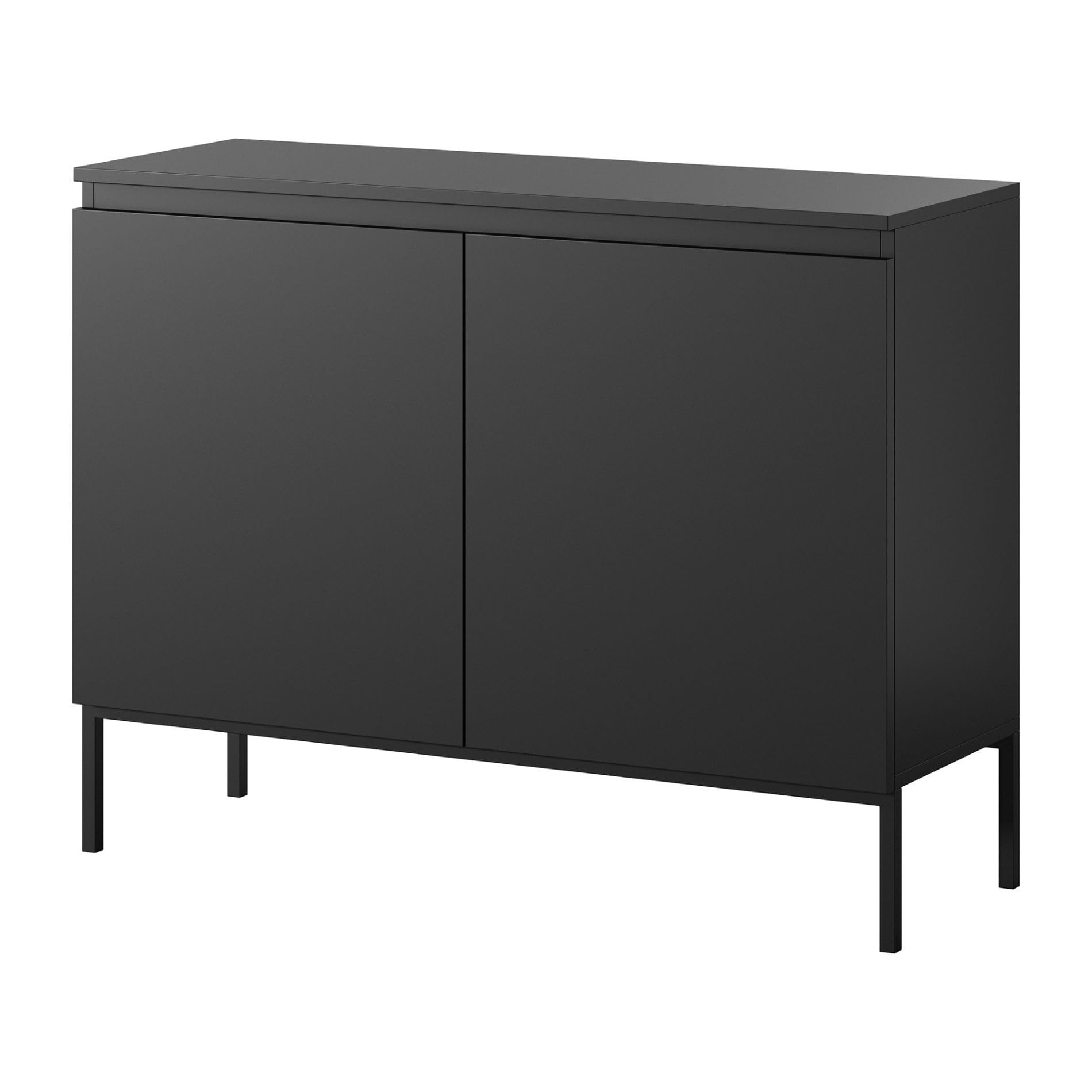 Selsey Kommode Schrank Aufbewahrungsschrank 100 cm 2 Türen 4 Fächer Schwarz Schwarze Beine Bemmi