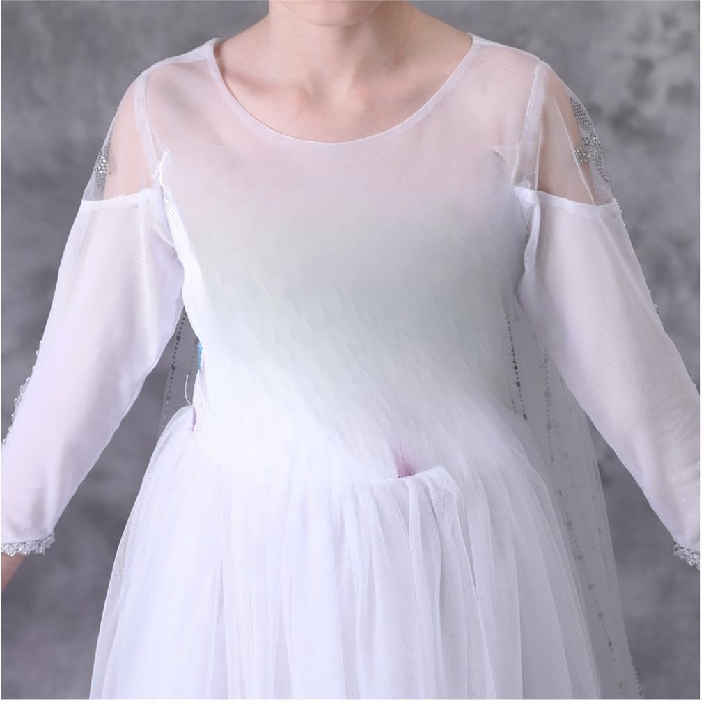 Lito Angels Vestito Bianco da Principessa con Strascico Staccabile e Accessori, Costume Regno di Ghiaccio 2 per Bambina Ragazza, Manica Lunga