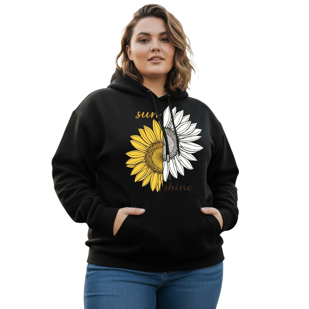 Women's Cotton Fleece Black Full Sleeve Graphic Printed Plus Size Hooded Sweatshirt | 2XL, 3XL, 4XL, 5XL Hoodies for Womens Winter Wear | 757-picture-50