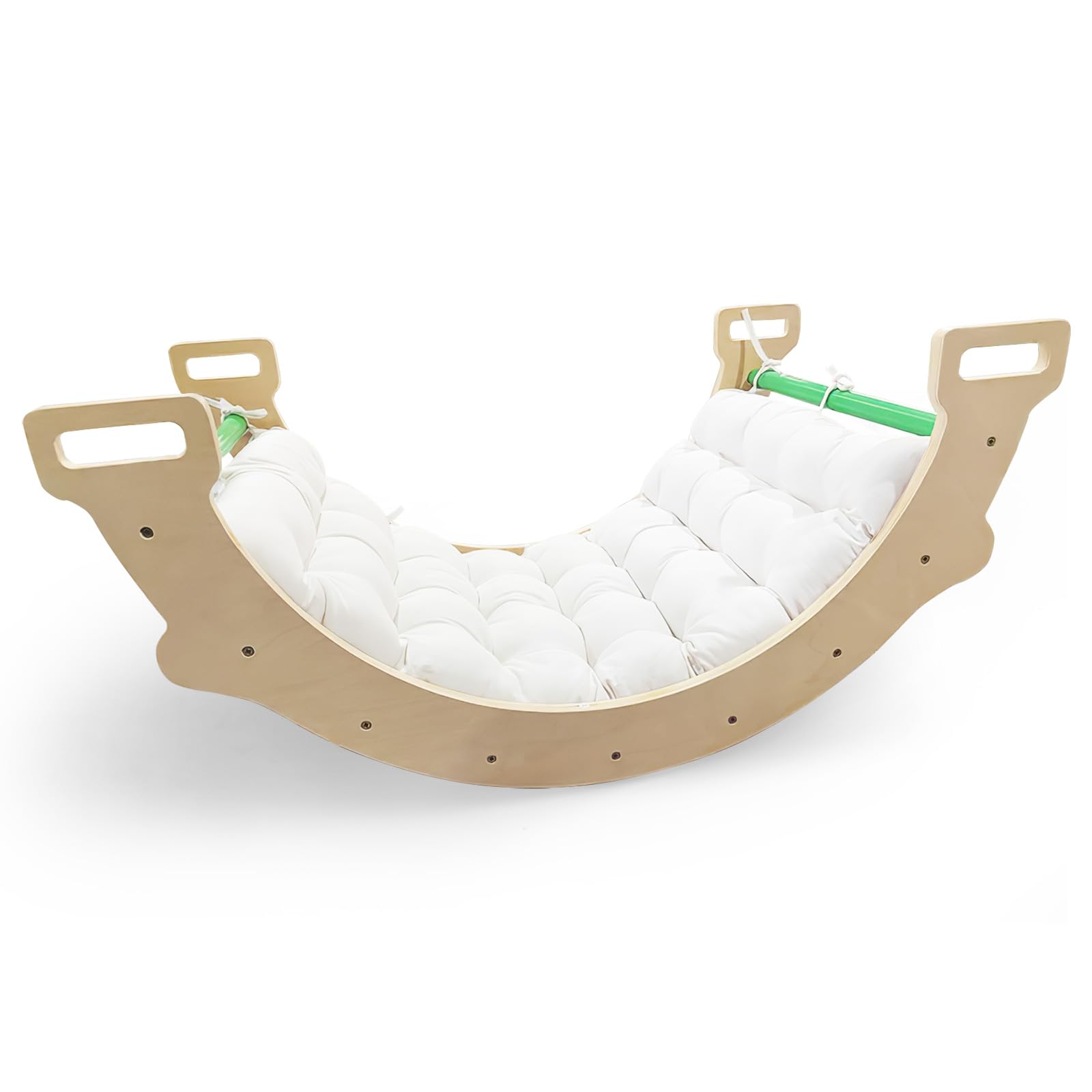 LIFEZEAL 3 en 1 Arche d'escalade en Bois, Carde à Grimper pour Enfants Intérieur, Bateau à Bascule avec Coussin Doux à Double Face, Charge de 50 kg, 1+ Ans,Coloré