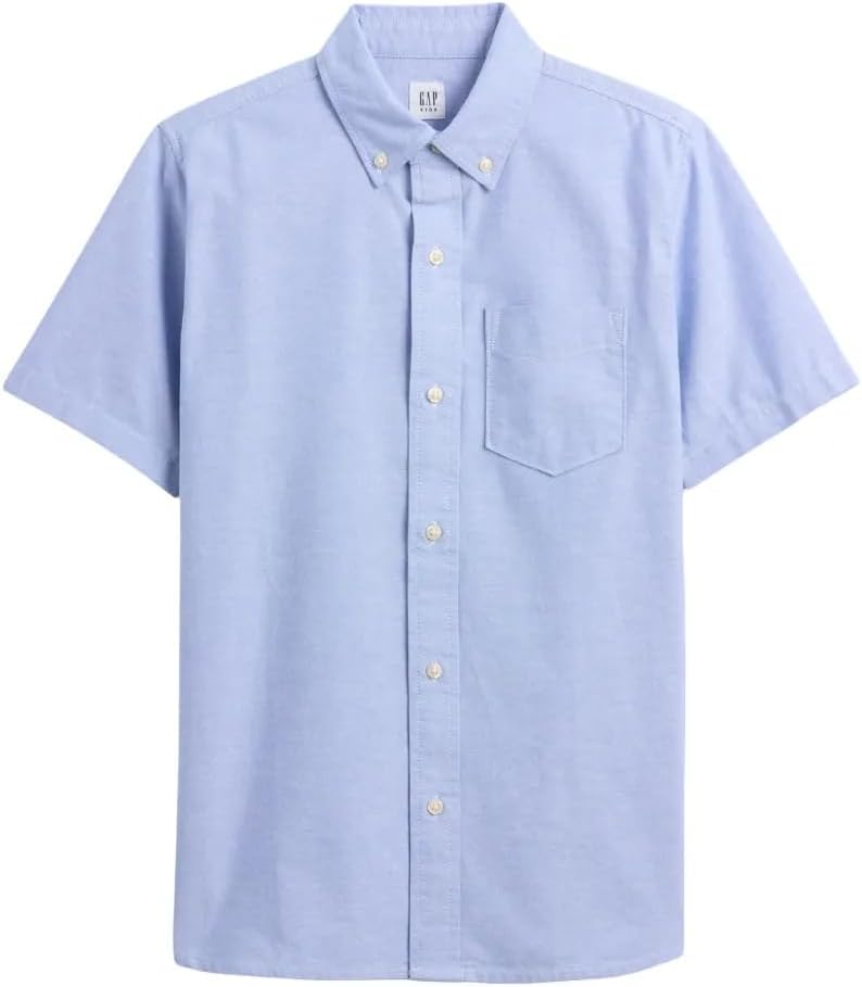 GAP Boys Short Sleeve Oxford Shirt Blue Opal XL REG