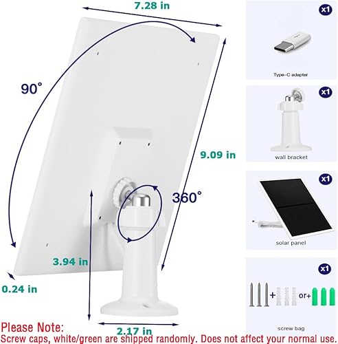 Miniatura 5 de Cargador de panel solar para cámaras de seguridad al aire libre, 10 W, CC 5 V, compatible con cámaras de batería recargable micro USB y tipo C,