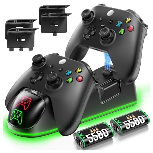 OIVO Xbox Controller Ladestation mit 2-Packs Wiederaufladbaren Akku für Xbox One/Xbox Series X/S, Xbox One Controller Ladestation mit 2x1300mAh Wiederaufladbaren Akku (Xbox Series X & S/Xbox One)