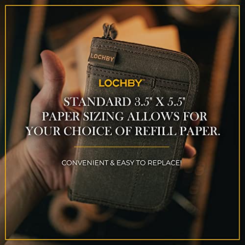 Lochby Pocket Journal With Zipper, Waxed Canvas Notebook Cover For Field Notes, Moleskine Cahier Journal With Pen Holder Fits 3.5" X 5.5" Pocket Notebook, Everyday Carry Edc (Brown) #TOP3