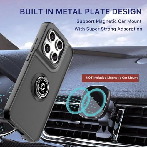 Image of QUIETIP Case for Motorola Edge 70 Pro,Magnetic Ring Car Stand Cover Black