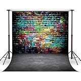 WOLADA 10X10FT Colorful Brick Wall Wood Floor Vinyl Photography Backdrop Studio Photo Props Background 9678