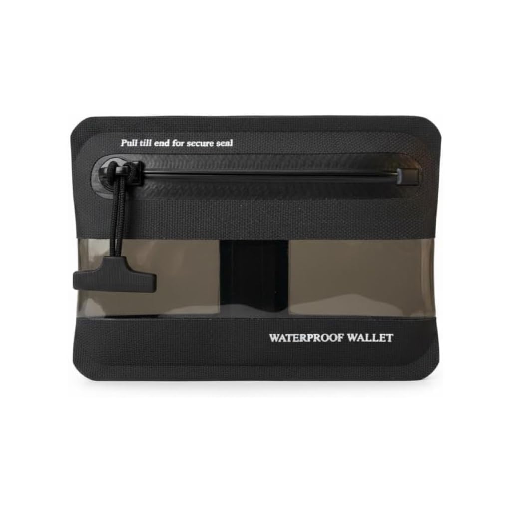CHERRY CHICK Heavy Duty Airtight Wallet Submersible Waterproof Wallet Protection for Keys, Cards, Black with Clear Window, 5.2" X 4" / 13.5CM X 10 CM, Minimalist