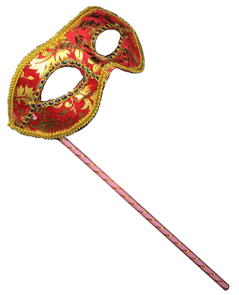 AZYOUNG Men's Masquerade Christmas Halloween Ball Party Half Face Masks on Stick(Red) โ image 1