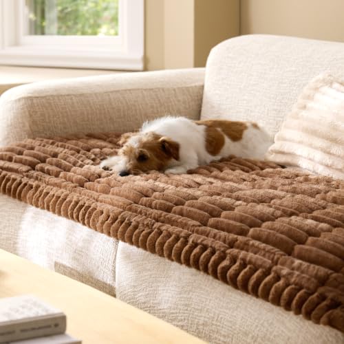 Bedsure Comfyfleece® Sofa Cover, Couch Covers for Dogs, 27.6 x 82.7 Brown - image 1