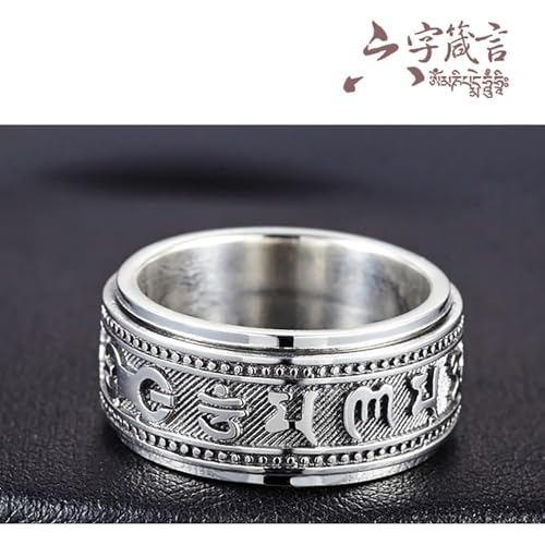 Feng Shui Rings for Men Women, Tibetan Buddhist Anxiety Ring, Retro Lucky Buddhist Amulet, Six-Word Mantra Pinner Rings, Brings Good Luck and Prosperity4
