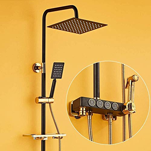 Mitigeur de douche noir mural ensemble complet douche pluie jet - 2