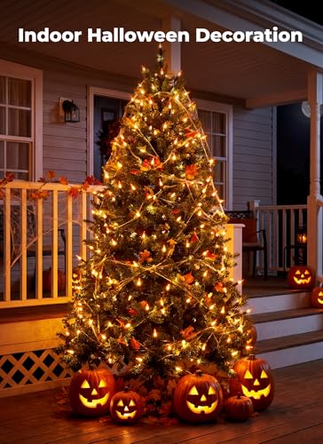 Image of Minetom 100-count 25Ft.Yellow & Orange Candy Corn Incandescent Mini Halloween String Lights for Outdoor & Indoor Halloween Decoration, Waterproof & Connectable