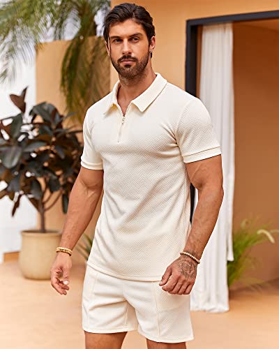 Beotyshow Mens Polo Shirt and Shorts Sets Outfits 2 Piece Fashion Summer Tracksuits Casual Short Sleeve Set2