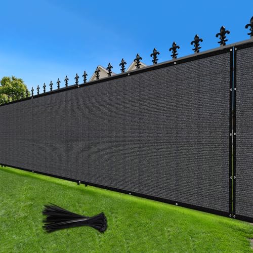 LOVE STORY 5'x12' Fence Privacy Screen Outdoor Mesh Fencing Covers Screen Fence Wind Block with Grommets for Patio Garden Wall Backyard,Dark Gray (We Make Custom Size)