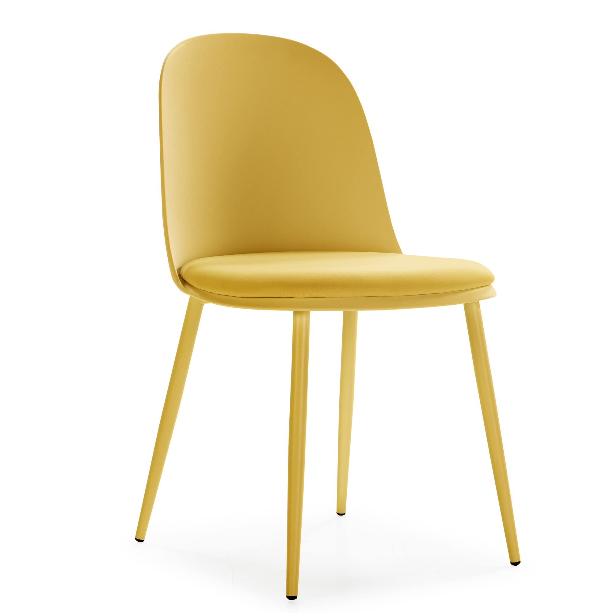 HOMN LIVING Set mit 4 Esszimmerstühlen Kana Senf, Metallbeine und gepolsterter Sitz, 45 cm (Breite) 51,5 cm (Tiefe) 83 cm (Höhe)