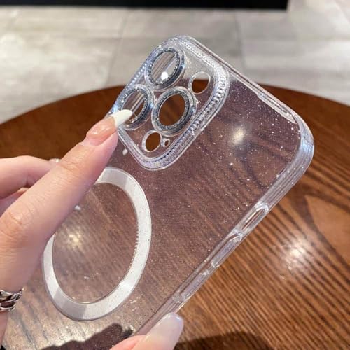 Housse Silicone Magnétique iPhone 12 anti-chute rose pailleté - 6