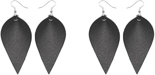 Pendientes de cuero hechos a mano para niña, diseño de lágrima, estilo bohemio, para mujer, color marrón claro