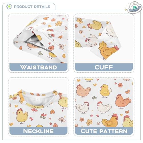 JUNZAN Cartoon Cute Chicken White Little Boys Hooded Sweatshirt Fleece Outerwear for Kids Sports 4T3