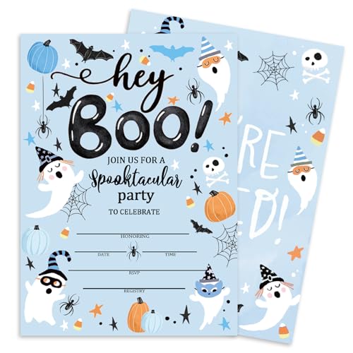 Cartes d'invitation d'Halloween avec enveloppes et autocollants pour fêter un anniversaire