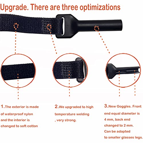 Image of KSACLE Adjustable Glasses Strap - 4 Pack No Tail Eyeglass Straps, Universal Fit Rope Eyewear Retainer, Sport Unisex Sunglass (7.9-12.2 inch, Black,Clear,Rose)
