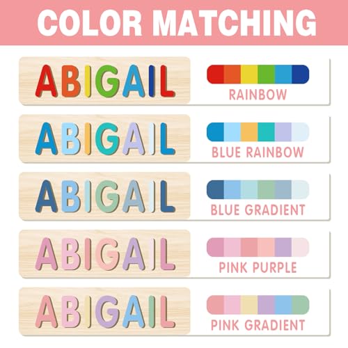 Image of Name Puzzle for Kids Personalized, Custom Wooden Name Animal Puzzle, Montessori Learning Toys for Toddler 1-3, First Birthday Gifts for Girls&Boys