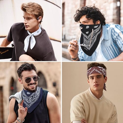 Image of Mochabao 100% Cotton 27 inch x 27 inch Large Bandanas for Men & Women, Multi-Purpose Bandana Headbands, Square Head Scarf