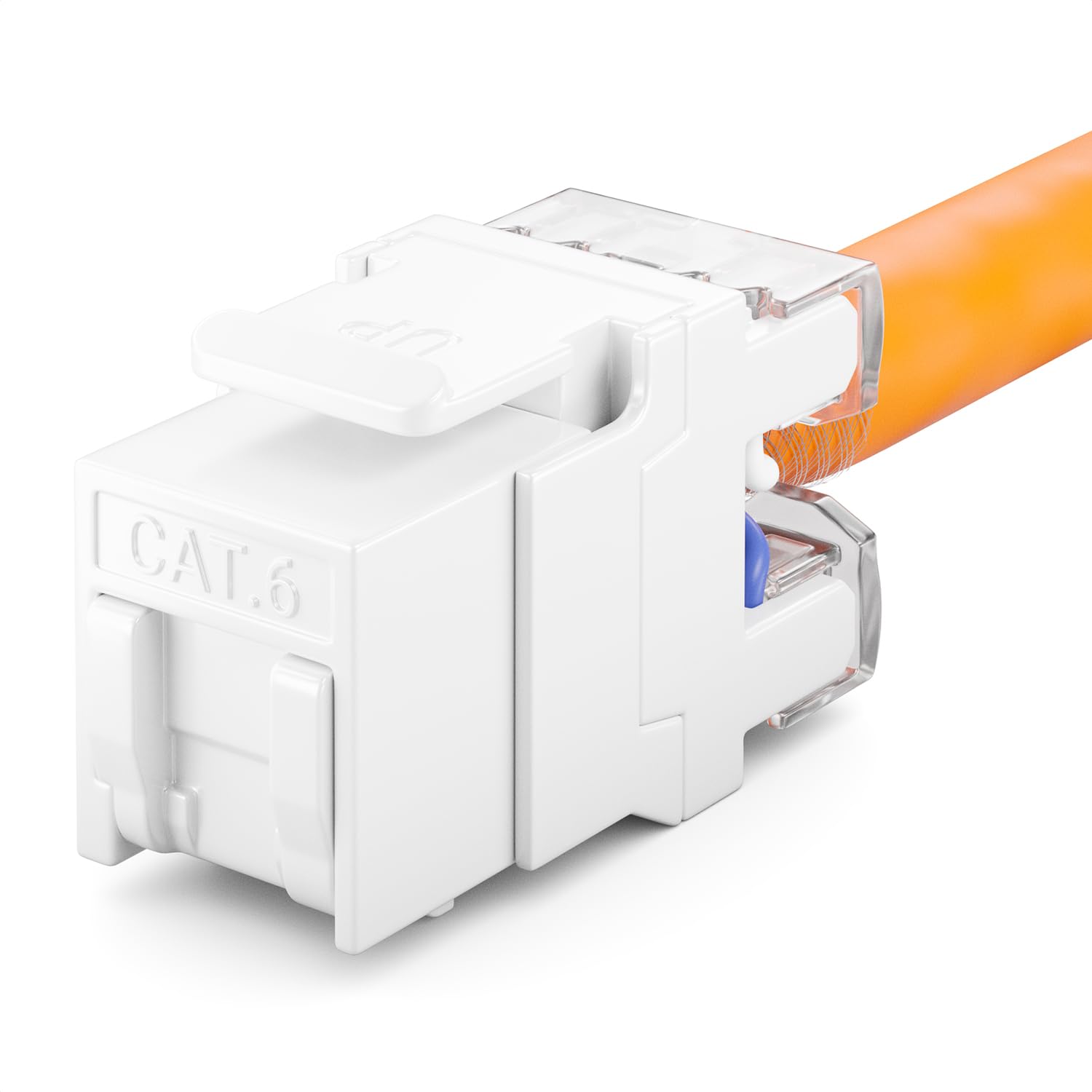 deleyCON Moduł Keystone Jack RJ45 CAT6 (Zestaw 48 Sztuk) do Kabli LAN - 1 Gbit/s - T568A/T568B, AWG 23-26 UTP - Tworzywo Sztuczne - do Patchpanelu, Gniazda Sieciowego - Biały