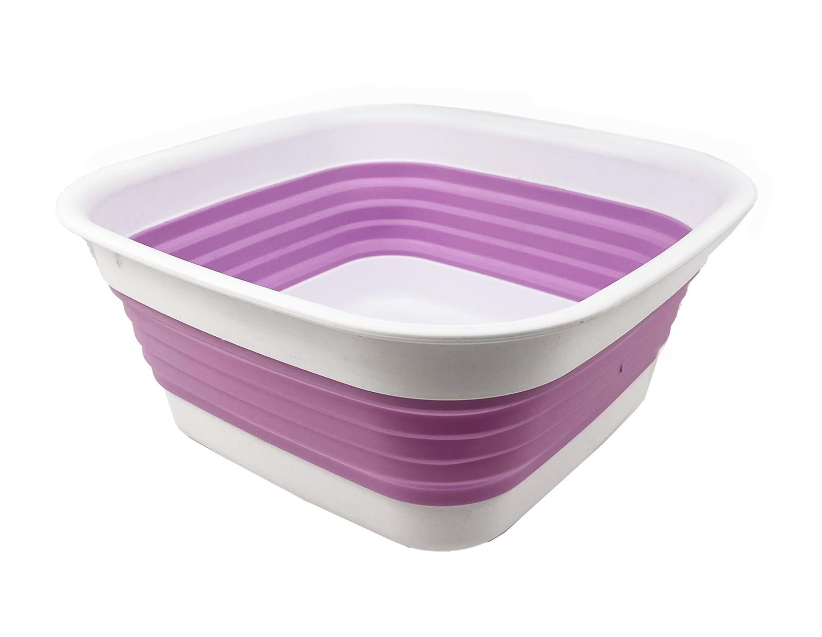 Sammart White/Pale Purple 8L Collapsible Tub - Foldable Dish Tub - Portable Washing Basin - Space Saving Plastic Washtub ()