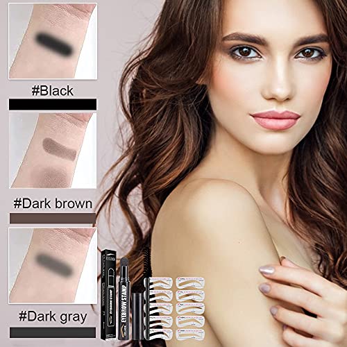 Aaiffey Eyebrow Stamp Shaping Kit Waterproof,One Step Eyebrow Stamp Kit,Long Lasting Natural Shape Eyebrow Makeup Kit With Eyebrow Brush,Eyebrows Stencils 3 In 1 Perfect Finishing Hairline Brow Powder 10Pcs (Dark Brown) #TOP1