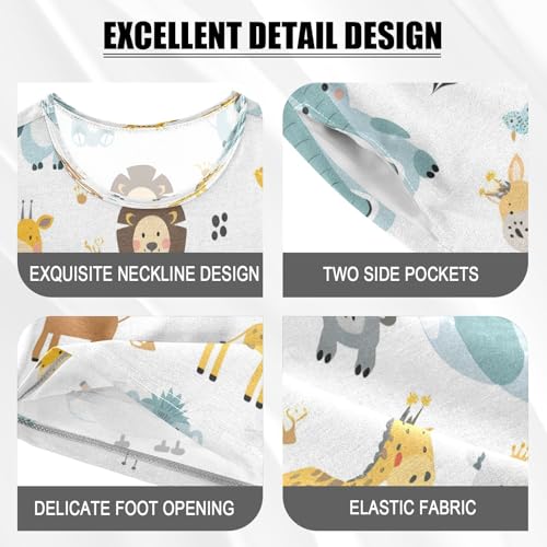 senya Short Sleeve Pajamas Sets Summer Cotton Sleepwear Animal White Background4