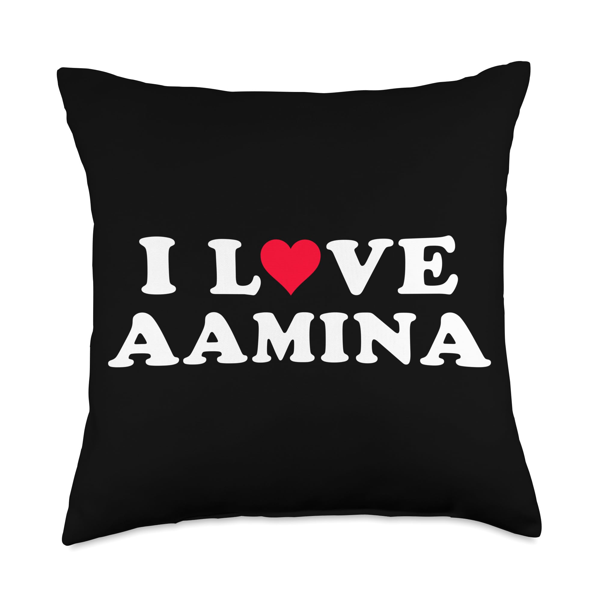 I Love Matching Girlfriend & Boyfriend Aamina Name Throw Pillow, 18x18, Multicolor