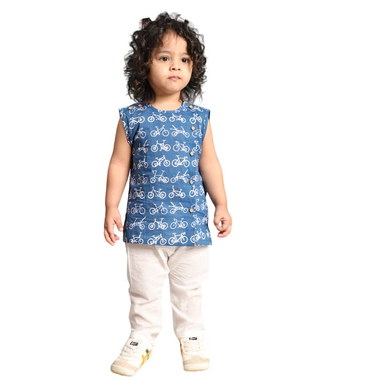 Image of POLKA TOTS Pure Cotton New Born Dress | Ultra-Soft, Breathable & Lightweight Sleeveless Jhabla Pant Set for Baby Boys & Girls | Baby Summer Clothes | Traditional Jabla & Pyjama Set for Newborns