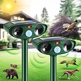 Solar Ultrasonic Animal Repeller Outdoor Cat Repellent Deer Repellent Devices with Motion Sensor Waterproof...