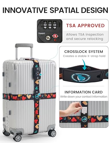 Image of Travelkin Luggage Straps TSA Approved, Suitcase Straps with TSA Lock | Adjustable, Cross luggage belt strap, combination lock, Travel,Reinforced Buckle,multiple colors, locking suitcase belt