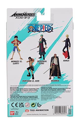 Bandai - Anime Heroes - One Piece - Figurine Portgas D. Ace 17 cm - Licence Officielle One Piece - Figurine d'action articulée Ace - 36934