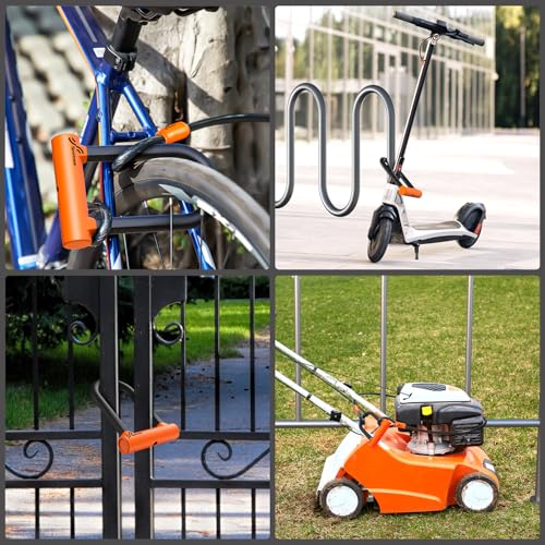 Image of Sportneer Bike Lock Heavy Duty Anti Theft U Lock with 5ft Steel Cable | 17mm Shackle Bicycle U-Locks with 2 Keys & Mounting Bracket for Road Mountain Bike, Size 19.2cmx12.8cm, 0.74kg
