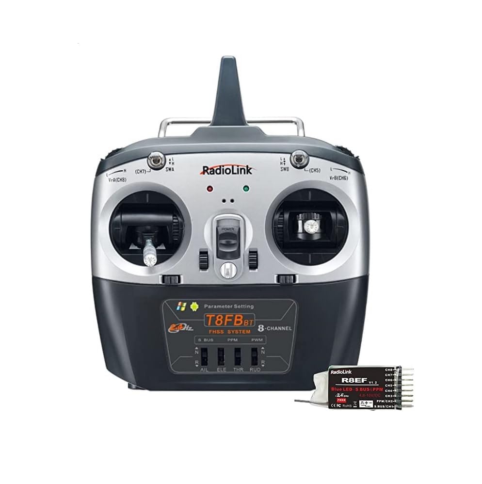 Radiolink T8FB 2.4GHz 8-Channel RC Transmitter with R8EF Receiver | Dual Stick Remote Controller for RC Airplane, Drone, Car & Boat