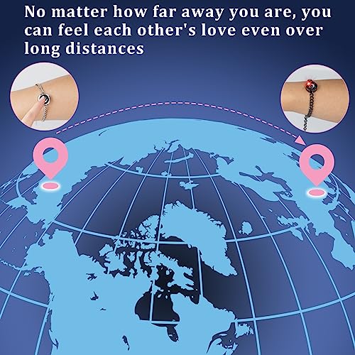 Image of Long Distance Touch Bracelets, Couples Bracelets, Remote Smart Matching Couples Bracelet for Couples Suitable for Long Distance Relationship Girlfriend Boyfriend Passing on Love and Miss Gifts