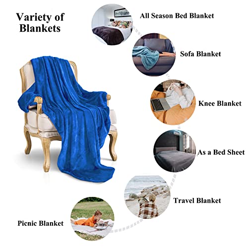 Jiahannha Royal Blue Throw Blanket Fleece Blanket 50"X60",Super Soft Cozy Plush Throw Blanket For Couch Sofa Bed,Warm And Lightweight Velvet Bed Blankets For Adults #TOP3