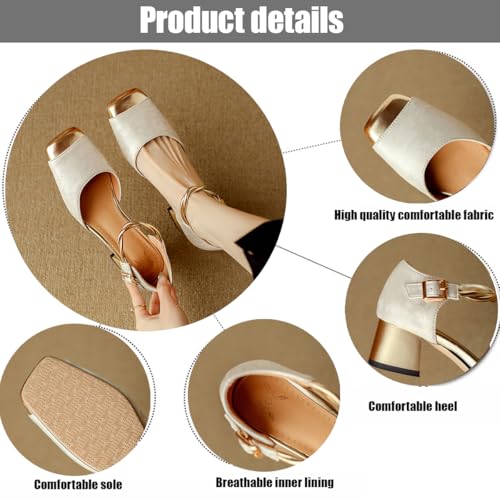 Women's Block Heel Pumps Chunky Heel Mary Jane Square Toe Ankle Strap Dress Pumps Comfortable Cute Dress Shoes Party Event Prom Office Wedding3